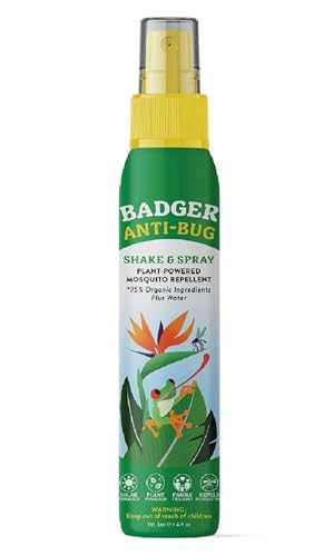 Badger Bug Spray - Natural Protection, DEET-Free, Family-Friendly, Plant-Based - 4 Fl Oz