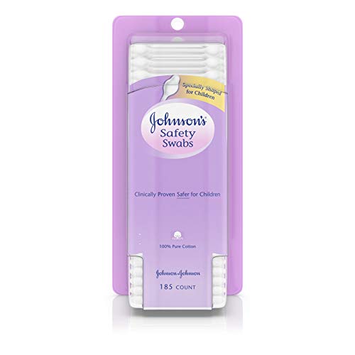 Johnson's Baby Safety Swabs - Gentle Ear Cleaning, Non-Chlorine Cotton, 185 Count