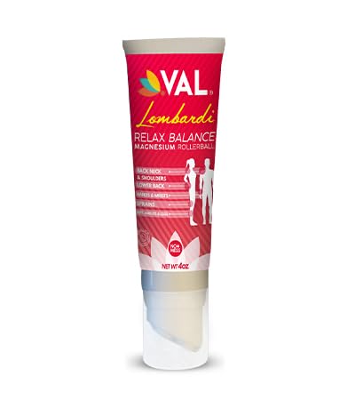Val Lombardi Magnesium Rollerball - Deep Pressure Massage, High Magnesium Concentration - 4oz