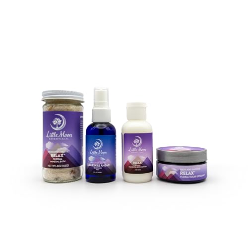 Little Moon Essentials Bath & Body Gift Set - Relaxing Aromatherapy, Vegan & Natural - 4 Items
