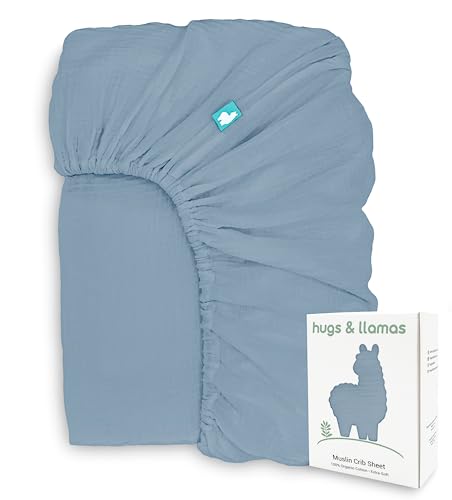 hugs & llamas Organic Cotton Crib Sheet - Hypoallergenic, Breathable, Secure Fit - 52x28 inches