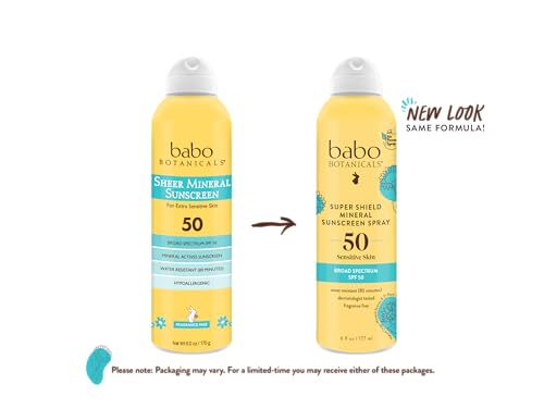 Babo Botanicals Mineral Sunscreen Spray SPF 50 - Hypoallergenic, Water Resistant, Vegan - 6oz