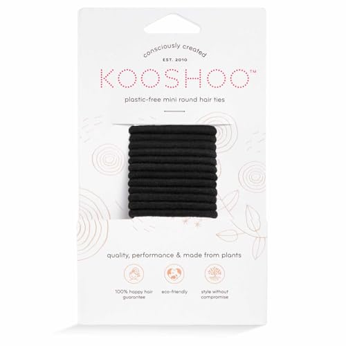 KOOSHOO Mini Hair Ties - Organic Cotton, No-Damage, Plastic-Free, 12ct for All Ages