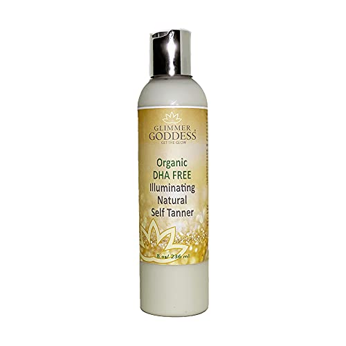Glimmer Goddess Organic Self Tanner - DHA-Free, Hydrating Botanical Formula - 8 oz