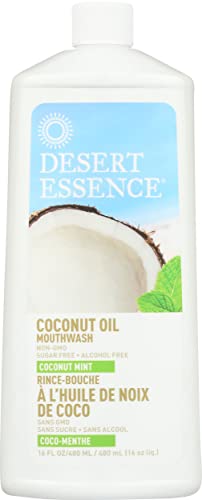 Desert Essence Coconut Oil Mouthwash - Gum Health, Refreshing Mint, Natural Ingredients - 16oz