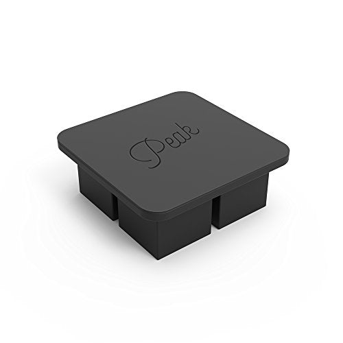 W&P Peak Silicone Ice Tray - BPA-Free, Easy Release, Freshness Lid - Charcoal, 4 Large Cubes