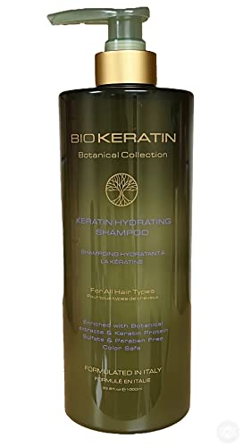 Bio Keratin Hydrating Shampoo - Infused with Botanical Extracts, Sulfate & Paraben Free - 33.8oz