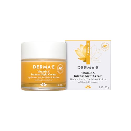DERMA-E Vitamin C Night Cream - Brightening, Hydrating, All-Natural, 2 oz