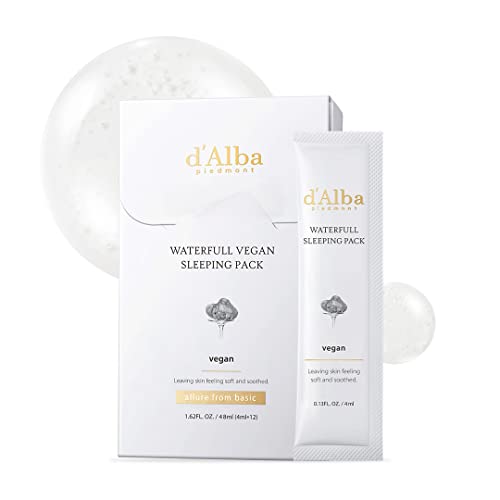 d'Alba Face Mask - Hydrating Overnight Treatment for Sensitive Skin, Vegan, Gel-Cream - 50ml