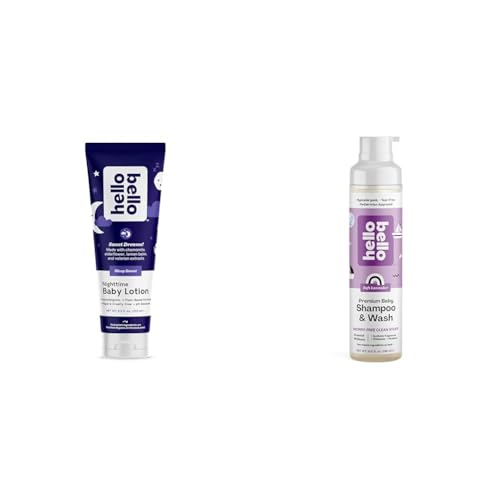Hello Bello Baby Lotion & Shampoo Bundle - Hypoallergenic, Nourishing, Lavender Scent - 16oz