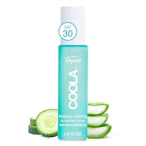 COOLA Organic Makeup Setting Spray - Hydrating SPF 30 Protection, Cucumber & Aloe Vera - 1.5 Fl Oz