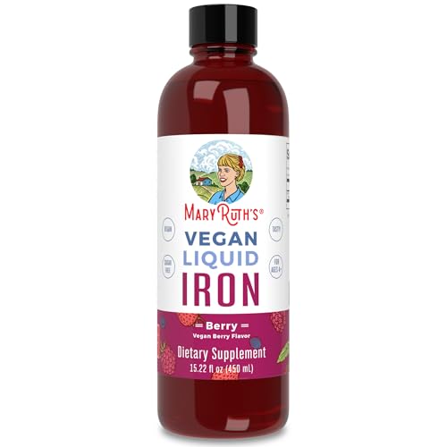 MaryRuth Organics Liquid Iron Supplement - Supports Healthy Blood & Oxygen, Vegan, 15.22 Fl Oz