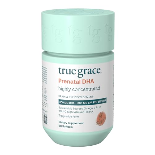 True Grace Prenatal DHA Softgels - Supports Brain Development, Wild Caught, Gluten Free - 60ct