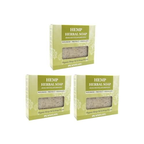 Plantlife Vegan Hemp Soap Set - Moisturizing, Gentle Exfoliation, Plant-Based - 3 x 4oz Bars