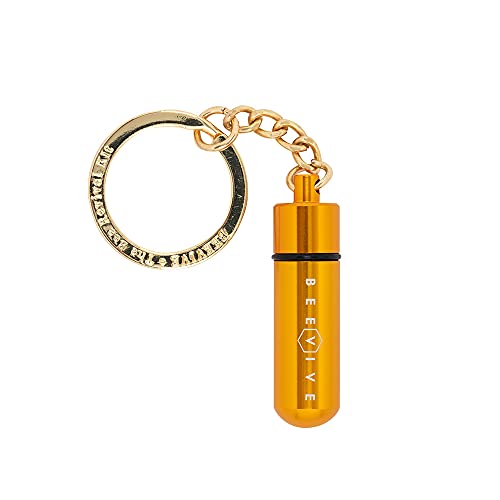 The Original Bee Revival Kit - Reusable Bee Food Syrup, Refillable Aluminum Keyring - Gold