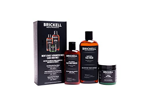 Brickell Men's Skin Care Set - Cleanse, Nourish & Hydrate, Natural Ingredients - Scented