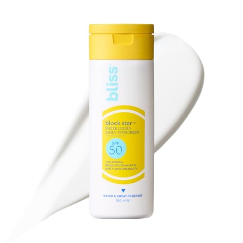 Bliss Block Star Mineral Sunscreen - SPF 50 Broad Spectrum Protection, Non-Greasy Feel - 3oz