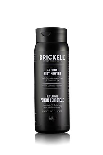 Brickell Men's Body Powder - Absorbs Sweat, Talc-Free, Soothes Irritation - 5 oz