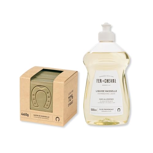 Fer à Cheval Dish Soap - Natural Olive Oil Cleanser, Hypoallergenic Formula - 16.9 fl oz