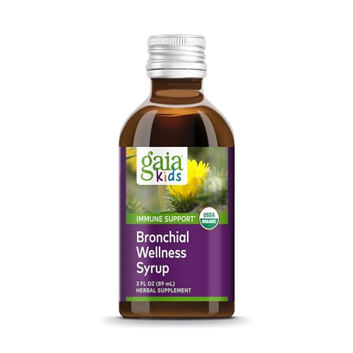 Gaia Kids Bronchial Wellness Syrup - Immune Support, Organic Herbal Blend - 3 Fl Oz (18 Servings)