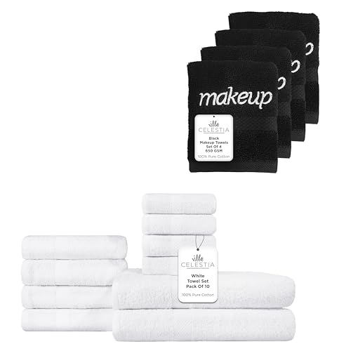 Plush 100% Cotton Towel Set - Ultra Absorbent, Quick Dry, Safe for All Skin Types - 14 Pack