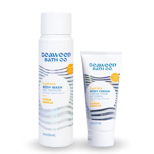 Seaweed Bath Co. Body Wash & Cream Set - Nourishing Hydration, Vegan, Cruelty-Free - 12oz & 6oz