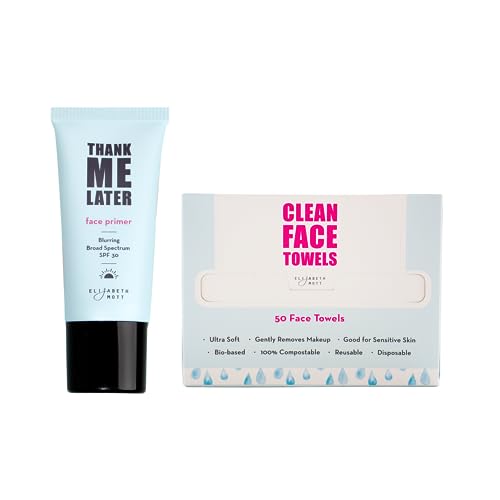 Elizabeth Mott Face Primer & Clean Towels - Pore-Minimizing, Vegan, Cruelty-Free - 30g & 2-Pack