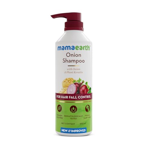 Mamaearth Onion Shampoo - Reduces Hair Fall, Strengthens Hair, Gentle Cleanser - 21.98 Fl Oz