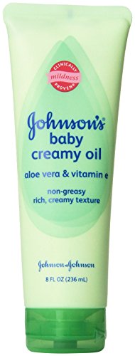 Johnson's Baby Creamy Oil - Soothing Aloe & Vitamin E, Gentle Hydration - 8oz (Pack of 2)