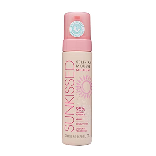 Sunkissed Self Tanner Mousse - 95% Natural, Vegan, Cruelty-Free - 200ml Medium Tan