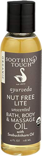 Soothing Touch Massage Oil - Nut Free, Herbal Infusions, Vegan - 4oz Unscented