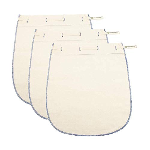 Organic Cotton Nut Milk Bags - BPA-Free, Durable, Unbleached - Set of 3 X-Large 14"x12"