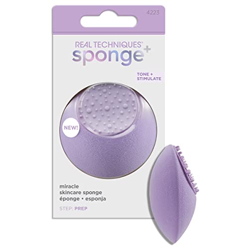 Real Techniques Miracle Skincare Sponge - Boosts Absorption, Vegan Collagen Infused - Purple
