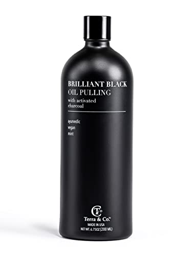 Terra & Co. Mouthwash - Fresh Breath, Natural Charcoal & Coconut Oil Blend, Peppermint - 16oz