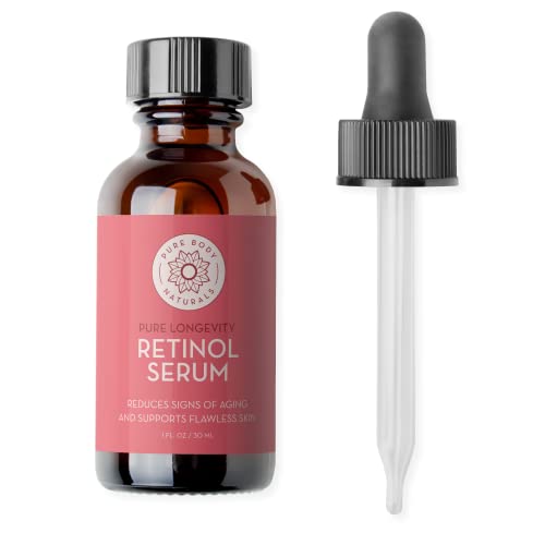 Pure Body Naturals Retinol Face Serum - Reduces Wrinkles & Dark Spots, Vegan - 1 Fl Oz