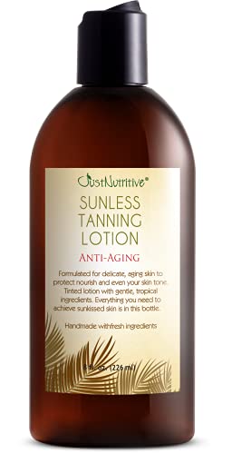 Just Nutritive Self Tanner - Moisturizing Bronzer, Anti-Aging Formula for All Skin Types - 8 Oz