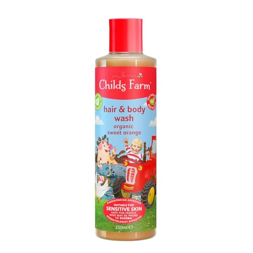 Childs Farm Kids Shampoo & Body Wash - Gently Cleanses, Organic Sweet Orange, Vegan - 8.4 Fl Oz