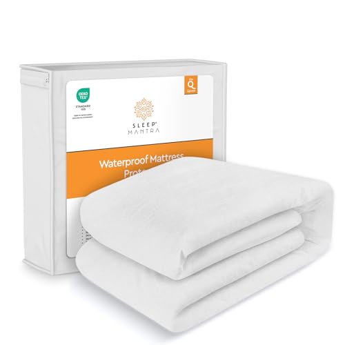Sleep Mantra Waterproof Mattress Protector - Breathable, Hypoallergenic, Deep Pocket - Queen