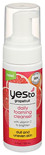 Yes To Grapefruit Daily Foaming Cleanser - Brightens Skin, Removes Makeup, Vegan - 4 Fl Oz