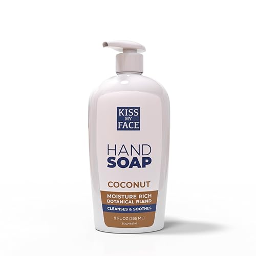 Kiss My Face Coconut Hand Soap - Moisturizing Cleanse with Yarrow & Coconut Water - 9 Fl Oz