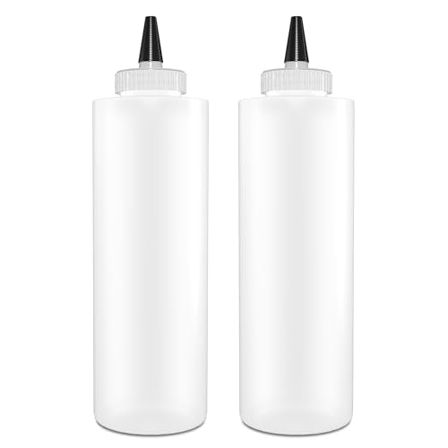 BRIGHTFROM Squeeze Bottles - BPA-Free, Leak-Proof Design for Sauces & Crafts - 16oz, 2 Pack