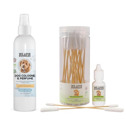 We Love Doodles Dog Cologne & Ear Cleaning Kit - Odor Eliminator, Organic Ingredients - 8oz