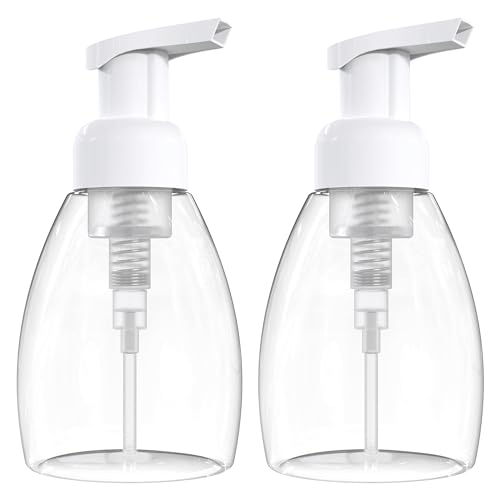 BRIGHTFROM Foaming Soap Dispenser Pump Bottles - Non-Toxic, Clear, Refillable, 8oz Pack of 2