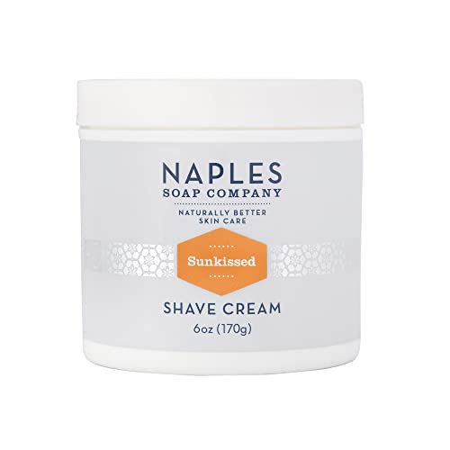 Naples Soap Hydrating Shave Cream - Non-Comedogenic, Vegan with Shea & Cocoa Butter - Sunkissed, 6oz