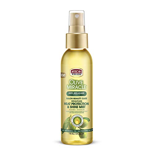 African Pride Olive Miracle Heat Protectant & Shine Mist - Fights Humidity, Nourishes Hair - 4oz