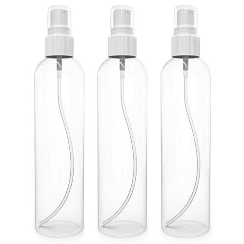 BRIGHTFROM Fine Mist Spray Bottles - Versatile, Refillable, Travel-Friendly - 8oz, Pack of 3