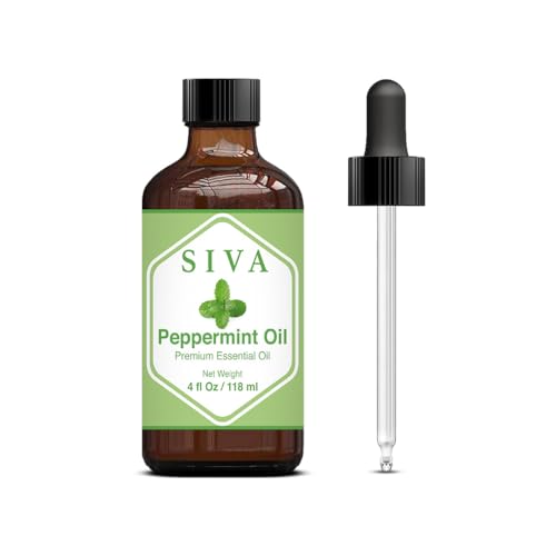 SIVA Peppermint Essential Oil - Natural Aroma for Skin, Hair, and Diffuser - 4 Fl Oz