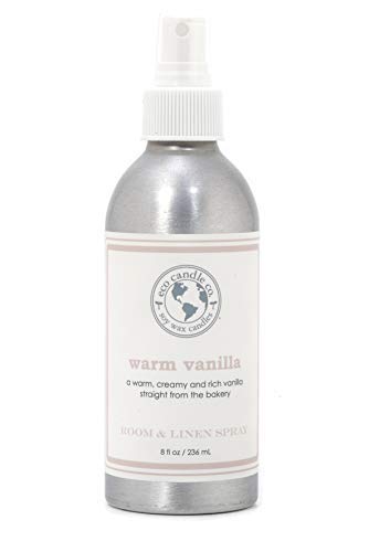 Eco Candle Co. Room & Linen Spray - Warm Vanilla Aroma, Natural Ingredients - 8oz Recycled Bottle