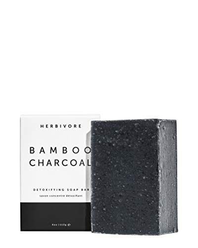 HERBIVORE Bamboo Charcoal Bar Soap - Detoxifying Cleanser for Face & Body, Vegan - 4 oz
