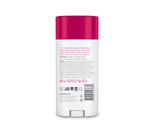Andalou Naturals Botanical Deodorant - Long-Lasting Odor Neutralizer, Vegan Probiotics - 2.65oz